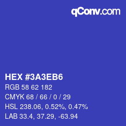 カラーコード: HEX #3A3EB6 | qconv.com