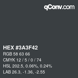 Color code: HEX #3A3F42 | qconv.com