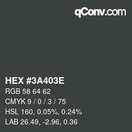 Color code: HEX #3A403E | qconv.com