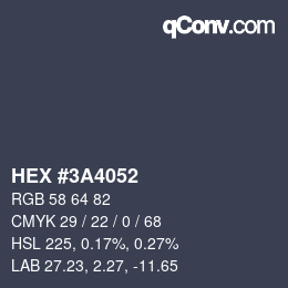 颜色代码: HEX #3A4052 | qconv.com