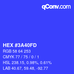 カラーコード: HEX #3A40FD | qconv.com