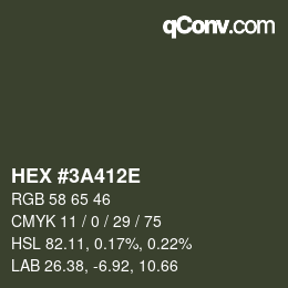 Color code: HEX #3A412E | qconv.com