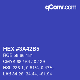 カラーコード: HEX #3A42B5 | qconv.com