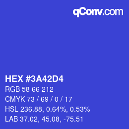 颜色代码: HEX #3A42D4 | qconv.com