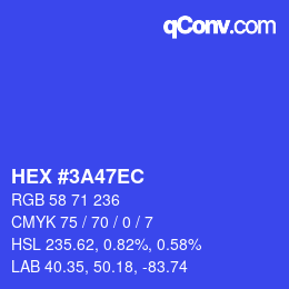 カラーコード: HEX #3A47EC | qconv.com