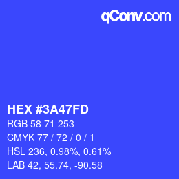 颜色代码: HEX #3A47FD | qconv.com