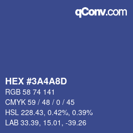 Color code: HEX #3A4A8D | qconv.com