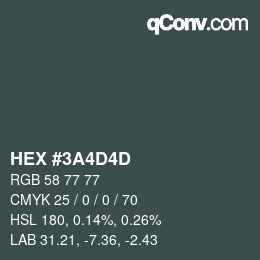 Color code: HEX #3A4D4D | qconv.com