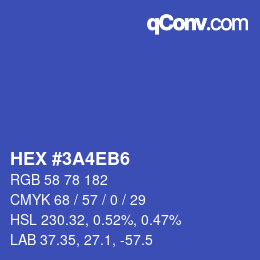 颜色代码: HEX #3A4EB6 | qconv.com