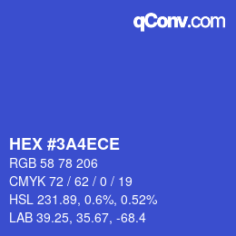 カラーコード: HEX #3A4ECE | qconv.com