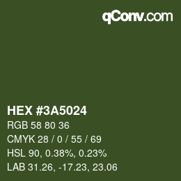 Color code: HEX #3A5024 | qconv.com