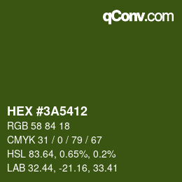 颜色代码: HEX #3A5412 | qconv.com