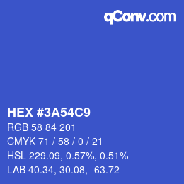 カラーコード: HEX #3A54C9 | qconv.com