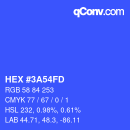 カラーコード: HEX #3A54FD | qconv.com