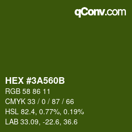 Color code: HEX #3A560B | qconv.com