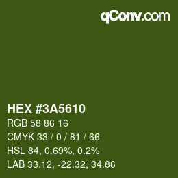 颜色代码: HEX #3A5610 | qconv.com
