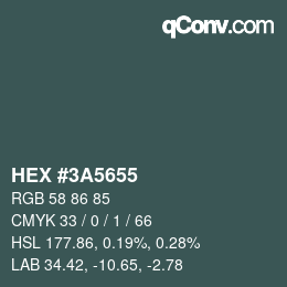 カラーコード: HEX #3A5655 | qconv.com