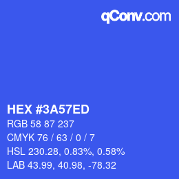 カラーコード: HEX #3A57ED | qconv.com