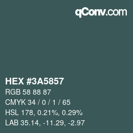 Color code: HEX #3A5857 | qconv.com