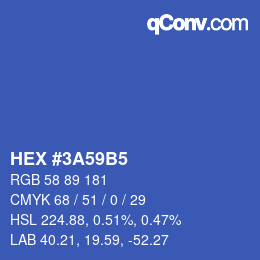 颜色代码: HEX #3A59B5 | qconv.com