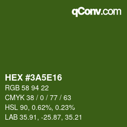 カラーコード: HEX #3A5E16 | qconv.com
