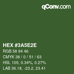 Color code: HEX #3A5E2E | qconv.com