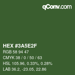 Color code: HEX #3A5E2F | qconv.com