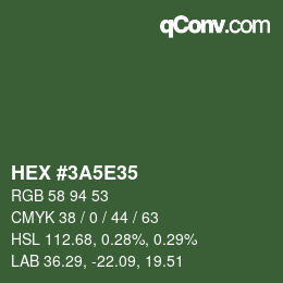 Color code: HEX #3A5E35 | qconv.com