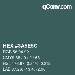 Color code: HEX #3A5E5C | qconv.com