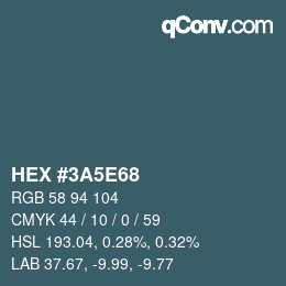 Color code: HEX #3A5E68 | qconv.com