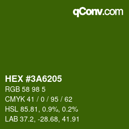 Color code: HEX #3A6205 | qconv.com