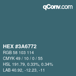 Farbcode: HEX #3A6772 | qconv.com