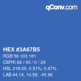 カラーコード: HEX #3A67B5 | qconv.com