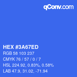 カラーコード: HEX #3A67ED | qconv.com