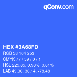 カラーコード: HEX #3A68FD | qconv.com