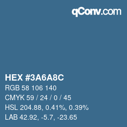 Farbcode: HEX #3A6A8C | qconv.com