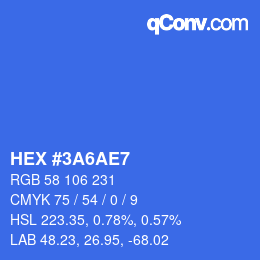 カラーコード: HEX #3A6AE7 | qconv.com