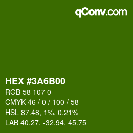 Color code: HEX #3A6B00 | qconv.com