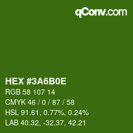 Color code: HEX #3A6B0E | qconv.com