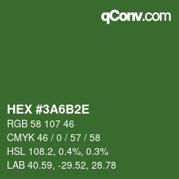 Color code: HEX #3A6B2E | qconv.com