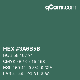 Color code: HEX #3A6B5B | qconv.com