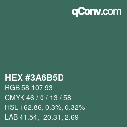 Color code: HEX #3A6B5D | qconv.com