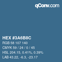 Color code: HEX #3A6B8C | qconv.com