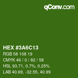 Color code: HEX #3A6C13 | qconv.com