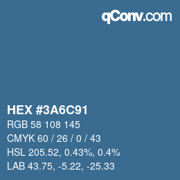 Color code: HEX #3A6C91 | qconv.com