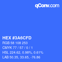 カラーコード: HEX #3A6CFD | qconv.com