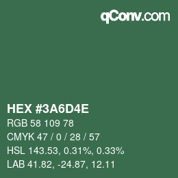 Color code: HEX #3A6D4E | qconv.com