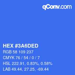 カラーコード: HEX #3A6DED | qconv.com