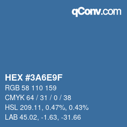 カラーコード: HEX #3A6E9F | qconv.com