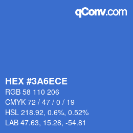 カラーコード: HEX #3A6ECE | qconv.com